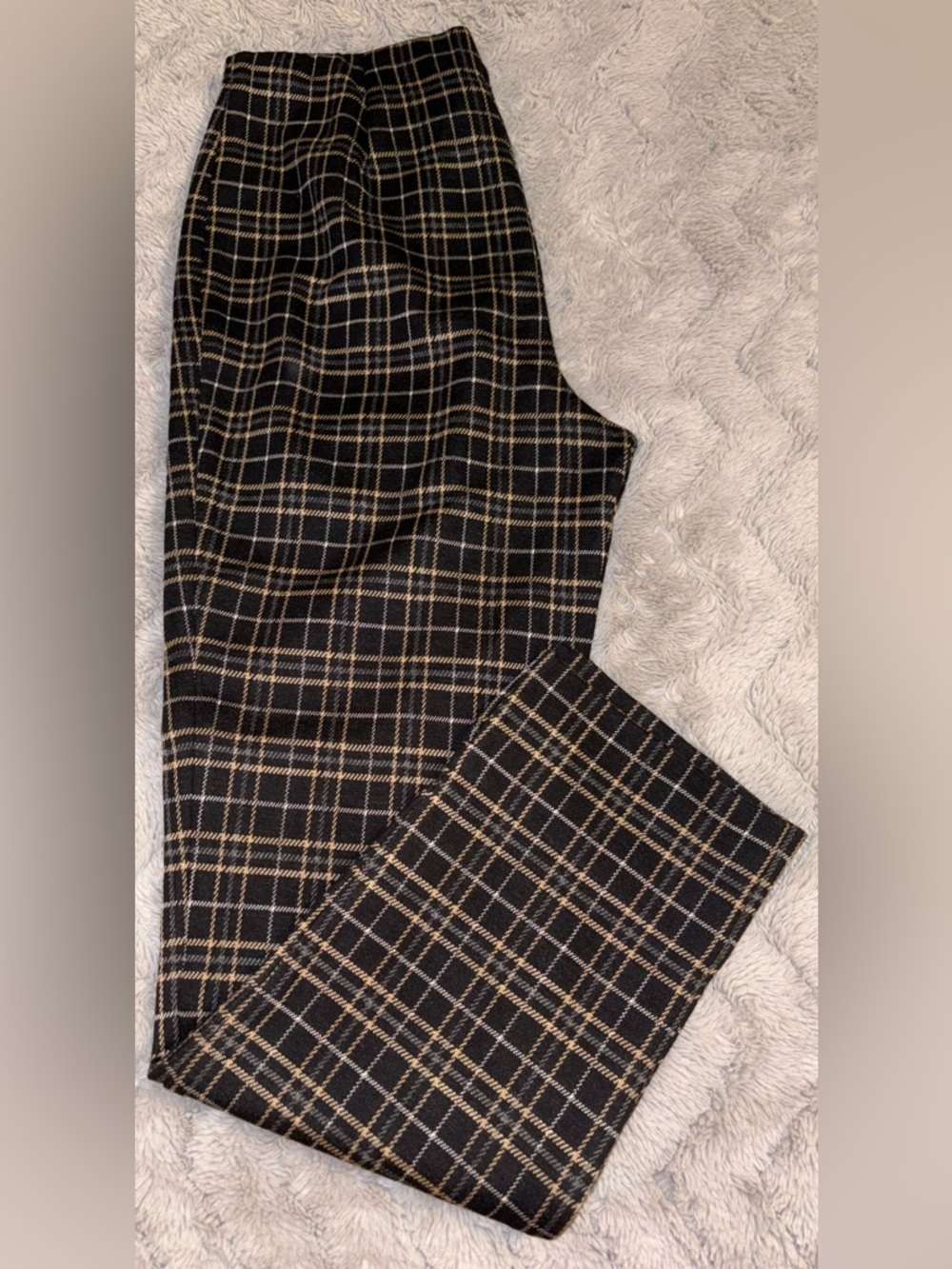 J. Jill black/beige plaid ponte knit Slim Leg pull-on pants Size Medium